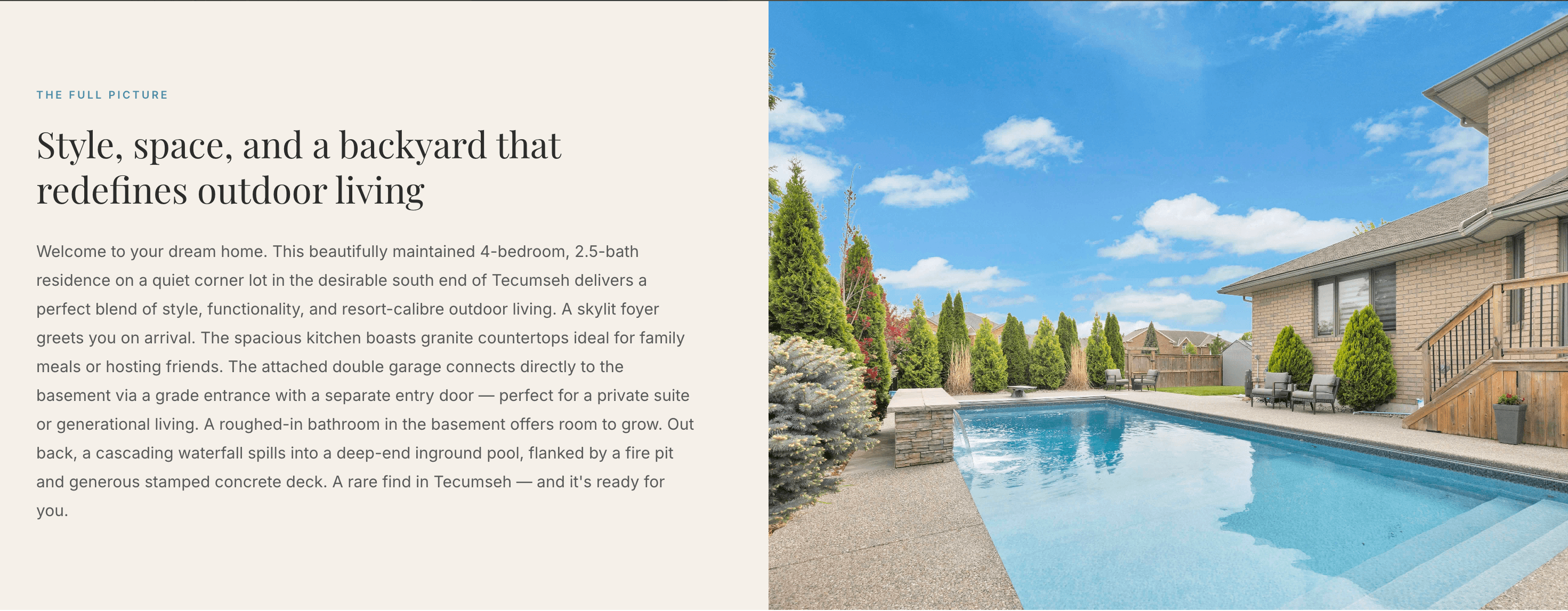 HousePeek treatment screenshot showing two bedroom photographs with descriptive captions